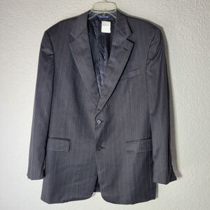 Vintage Burberrys Blazer Mens Grey Wool Tweed Sport Coat Suit 42R Stripped